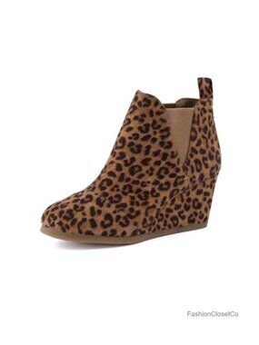 Women's Zoey Wedge Bootie, Vegan Suede, Memory Foam, Slip-On Ankle Boot
